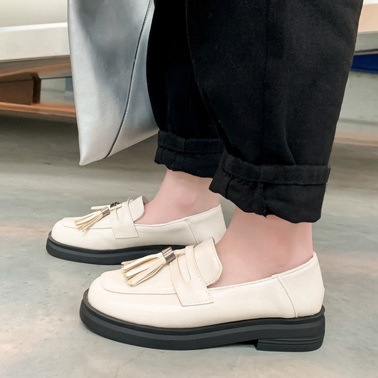 Women Tassel Platform Slip on Flats Shoes