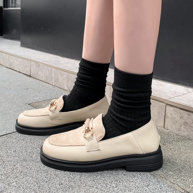 Women Shallow Metal Decor Platform Slip on Flats Shoes