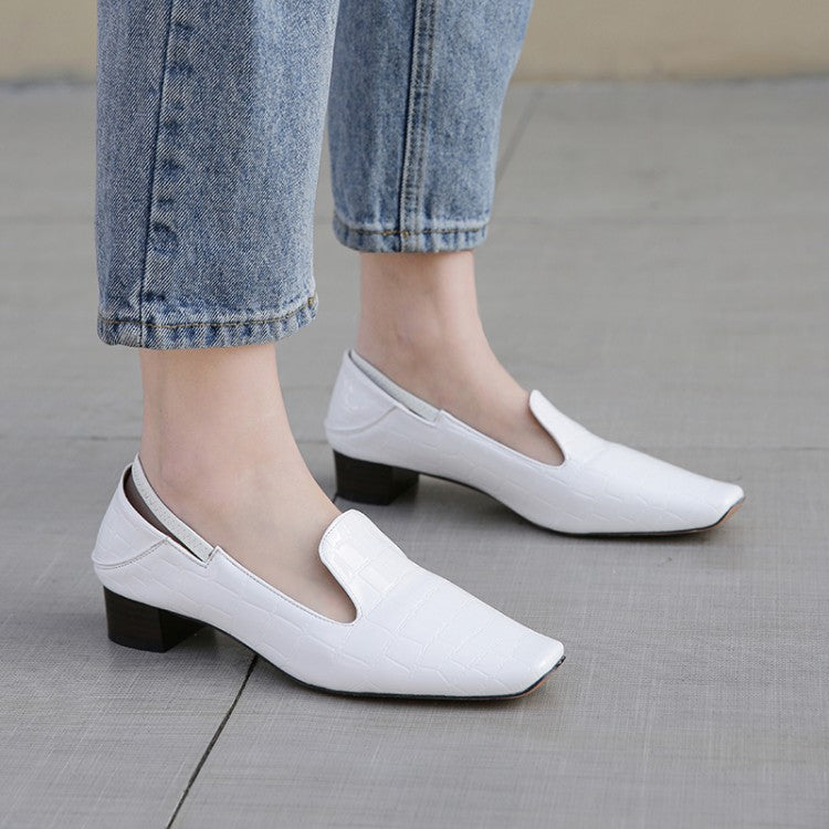 Woman Square Toe Block Heels Shoes
