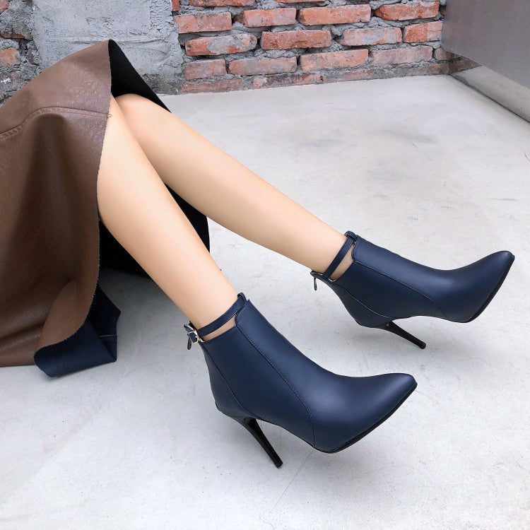 Pointed Toe Woman High Heel Short Boots