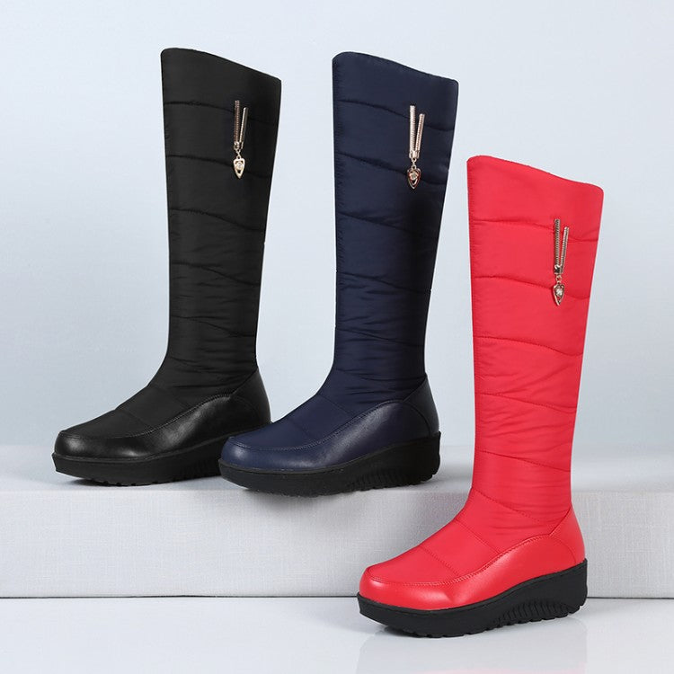 Women Wedge Heels Down Tall Boots for Winter