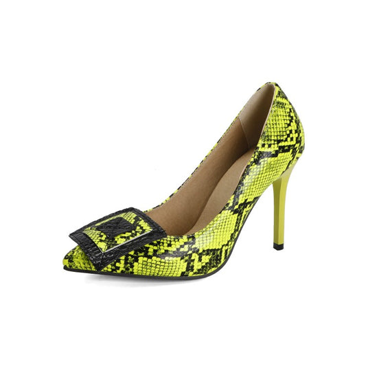 Women Snake Printed Pointed Toe Stiletto Heel High Heels Pumps Shoes