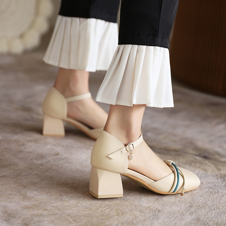 Woman Knot Ankle Strap Block Heel Sandals