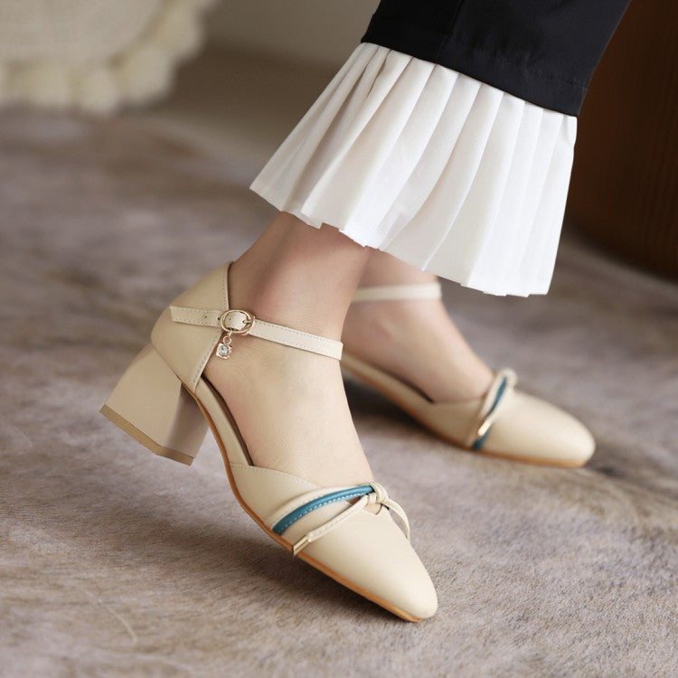 Woman Knot Ankle Strap Block Heel Sandals