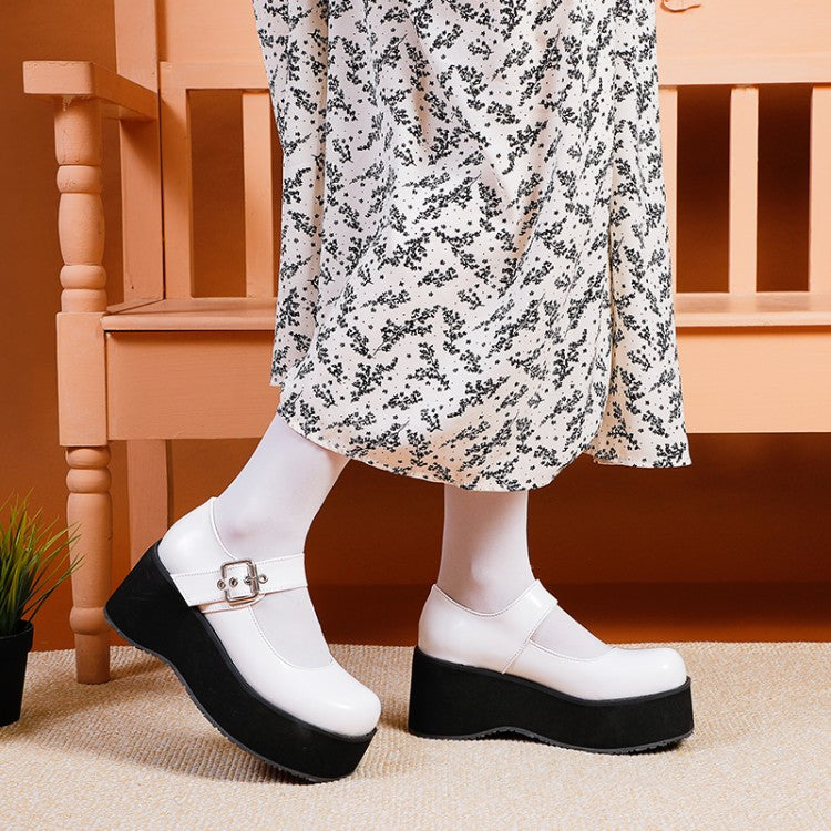 Woman Mary Jane Platform Wedge Heels Shoes