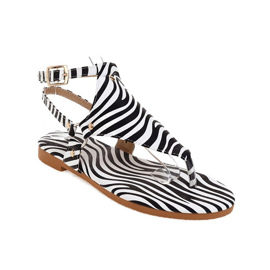 Women Snake Zebra Printed Flat Flip Flops Sandals