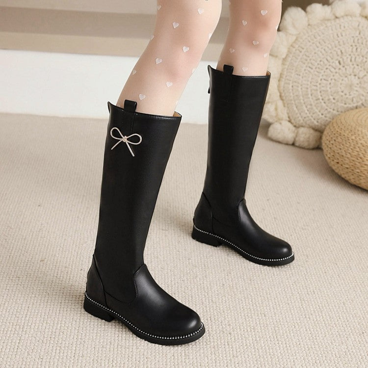Woman Knot Low Heels Knee High Boots