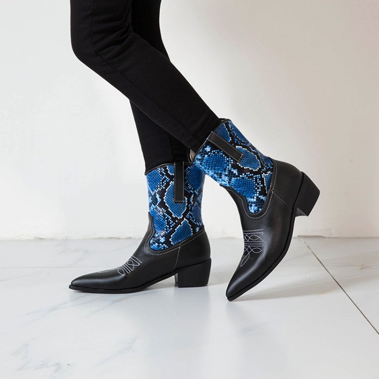 Woman Pointed Toe Block Heel Short Boots