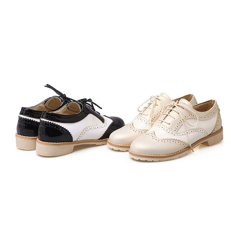 Woman Lace Up Flats Oxford Shoes