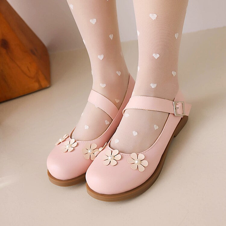 Women Solid Color Round Toe Flora Flat Many Jane Shoes