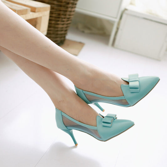 Pointed Toe Bowtie Woman High Heels Stiletto Pumps