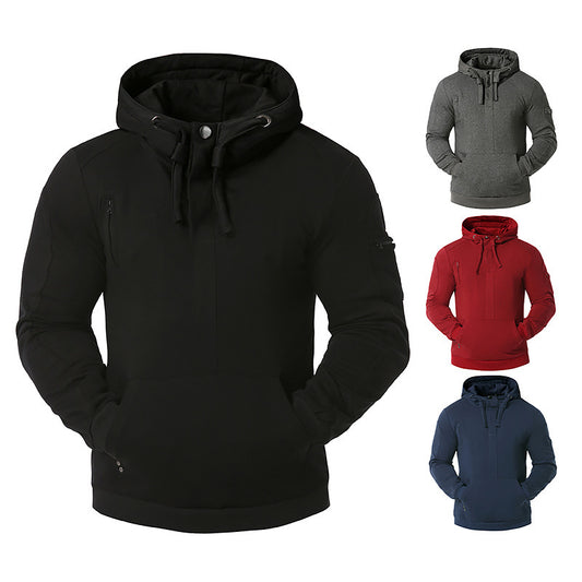 Men's Hollow Out Sports Hooded Helical Split Joint Sweater Hooded Blazer Hoodies