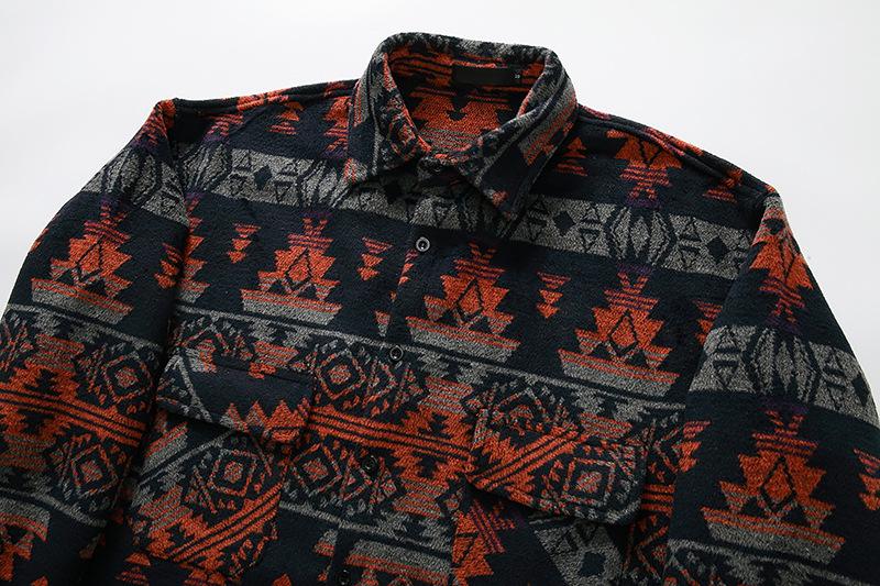 Men's Ethnic Woollen Grid Coat Shirts