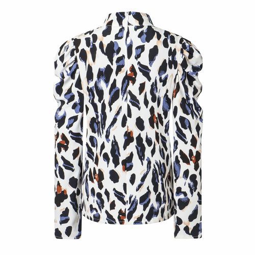 Fashion Leopard Print Lantern Sleeve All-matched Tops Women Blouses
