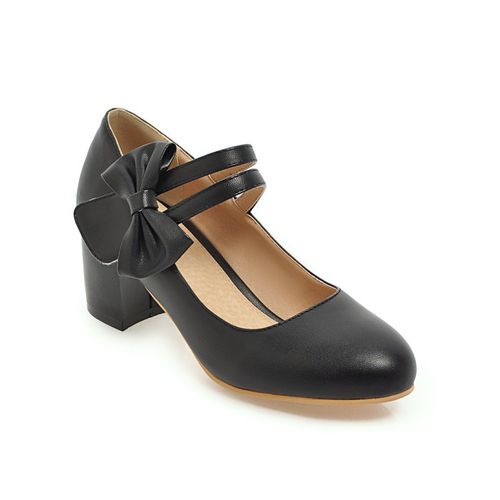 Women Mary Jane Bowtie Pumps High Heeled Shoes