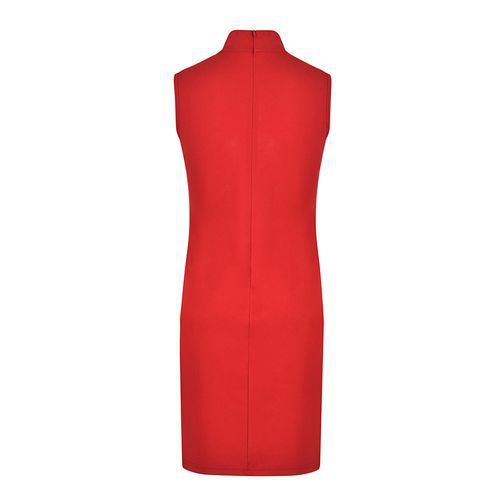 Solid Color Hollow Out Slim Round Collar Women's Dresses