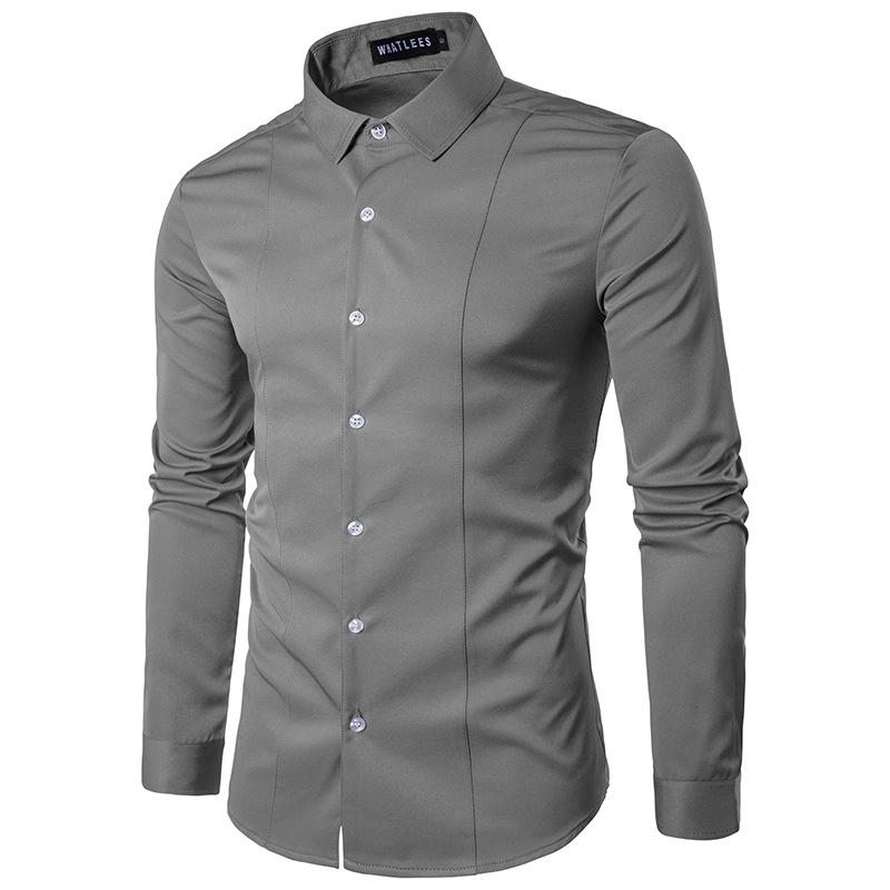 Men's Fashion Youth Solid Color Henry Stand-Up Collar Underwear Shirts