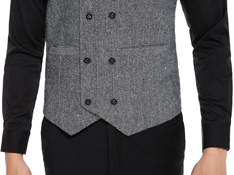 Men's Double Breasted Suit British Satyle Retro Vest