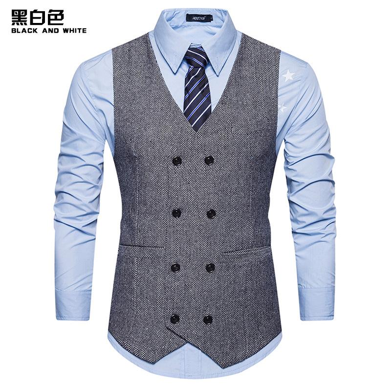 Men's Woollen Double Breasted Tough Guy Suit Retro Vest