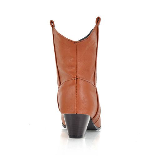 Women Soft Leather Chunky Heels Short Boots