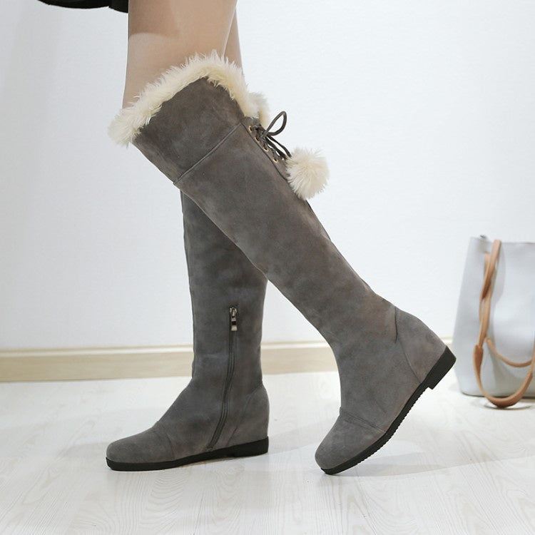 Woman's Fur Wedges Tall Boots