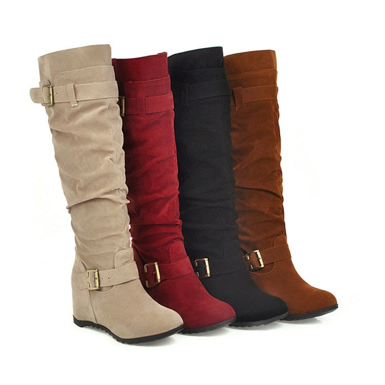 Buckle Belt Tall Boots Woman Shoes