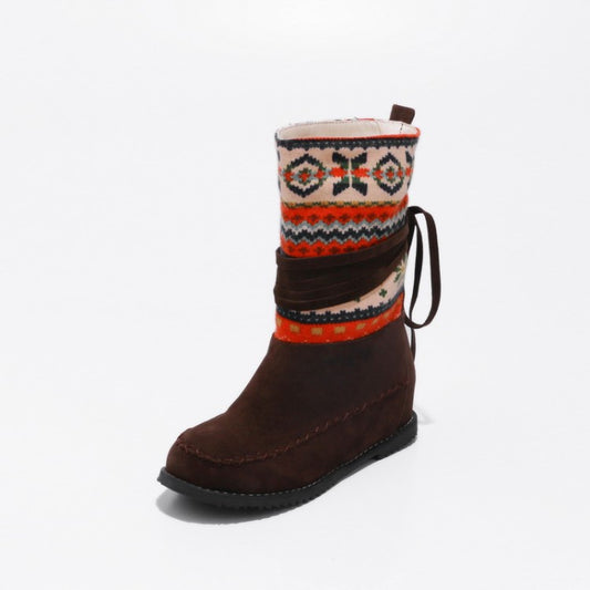 Woman's Ethnic Trend Mid Calf Boots Shoes Woman