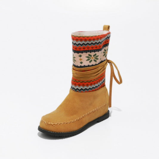 Woman's Ethnic Trend Mid Calf Boots Shoes Woman