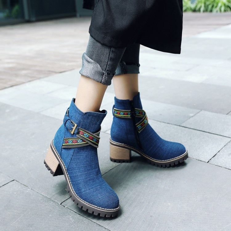 Women's Denim Short Boots Shoes Woman