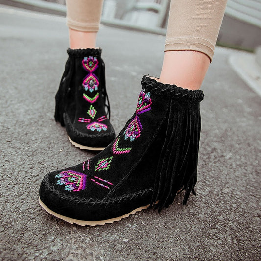 Women's Tassel Short Boots Shoes Woman