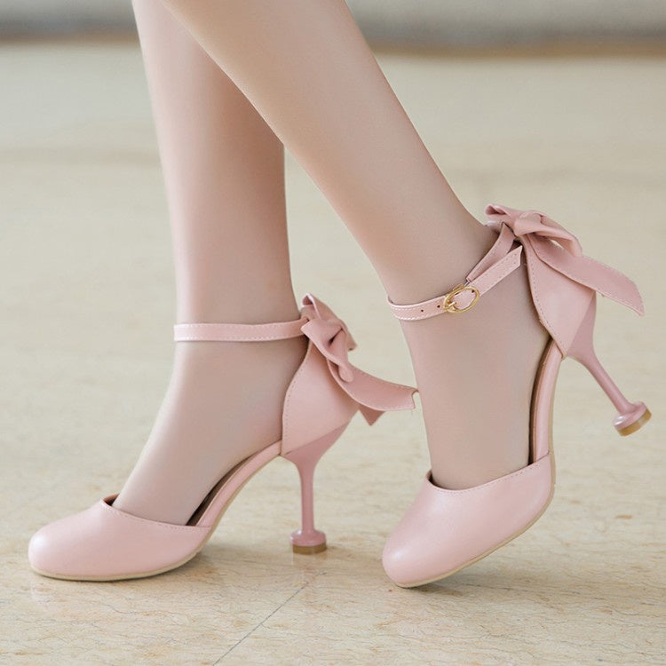 Woman Ankle Strap Bow Tie Mary Jane High Heels Sandals