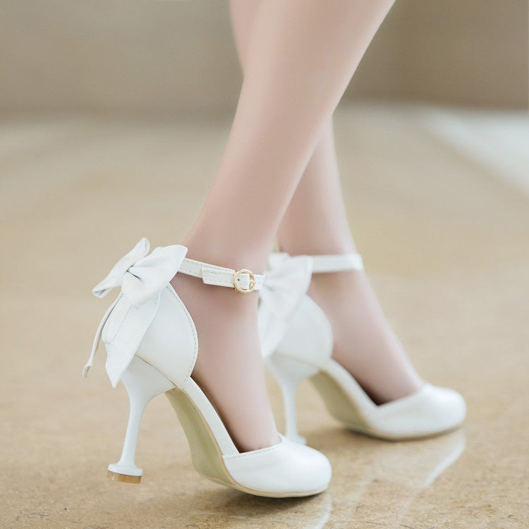 Woman Ankle Strap Bow Tie Mary Jane High Heels Sandals