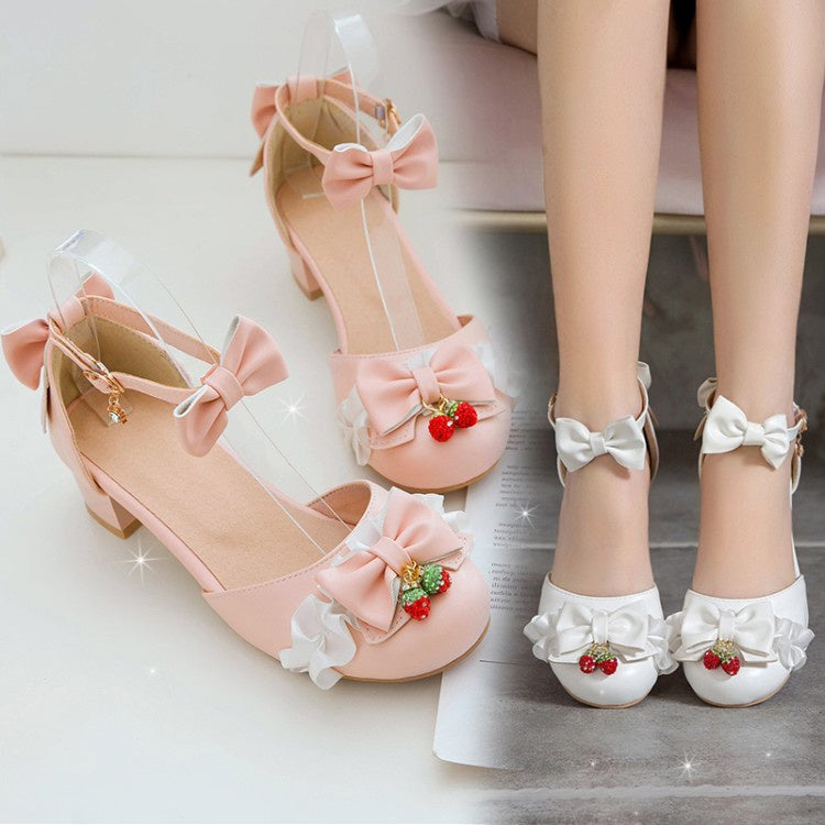 Woman Bow Tie Mary Jane Mid Heels Sandals