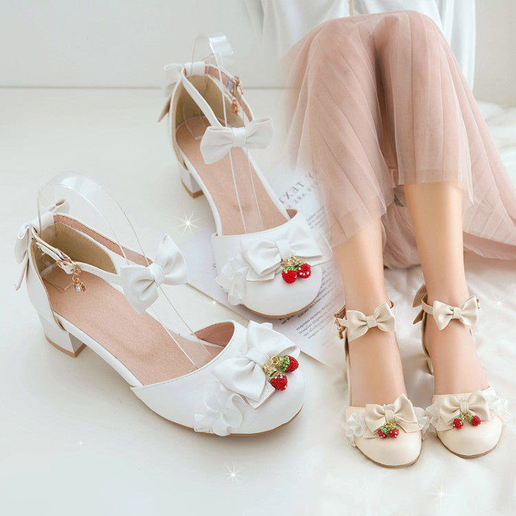 Woman Bow Tie Mary Jane Mid Heels Sandals