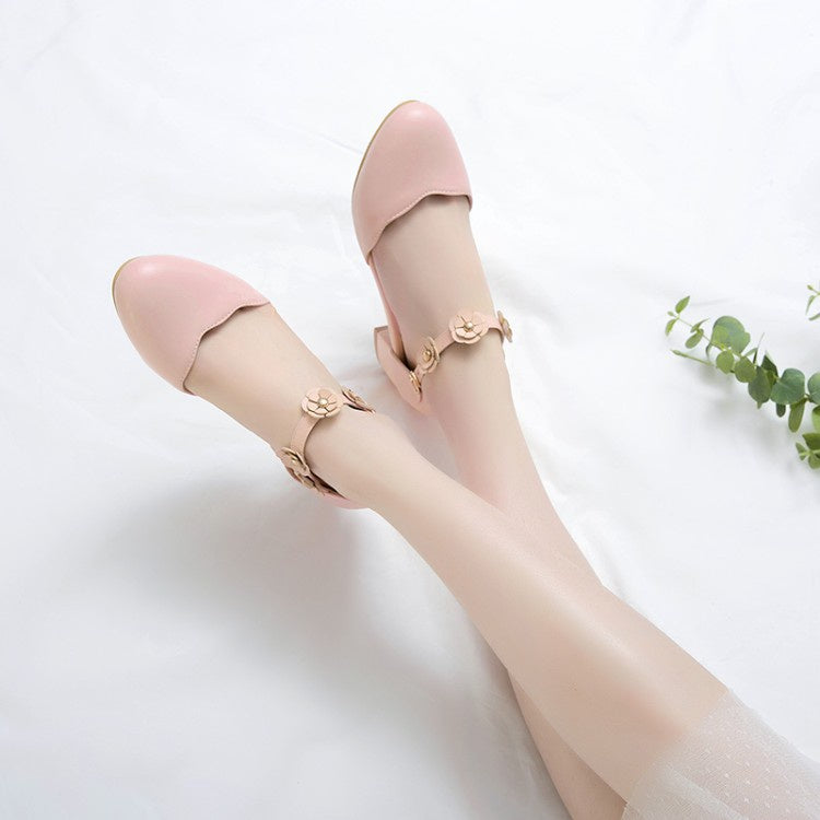 Woman Ankle Strap Mary Jane Mid Heels Sandals