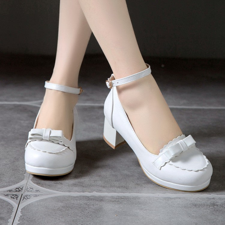 Woman Bow High Heels Mary Jane Pumps