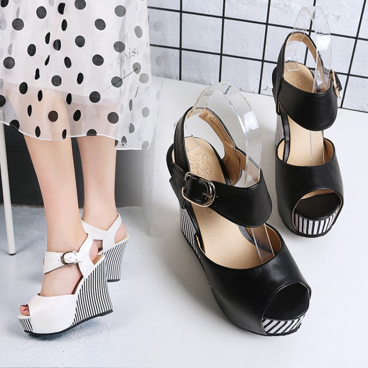 Woman Peep Toe Platform Wedges High Heel Sandals