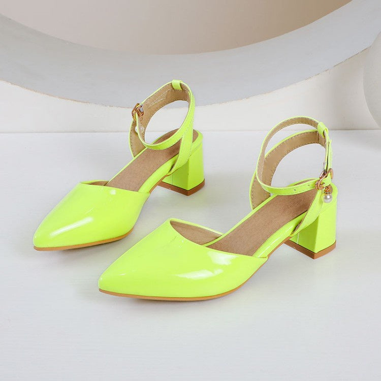 Woman Ankle Strap Mid Heel Sandals