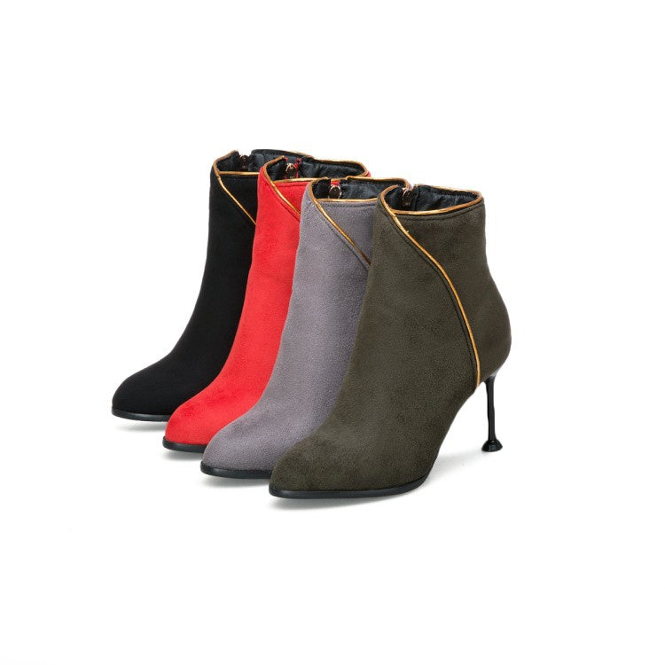 Woman Pointed Toe Stiletto High Heel Ankle Boots