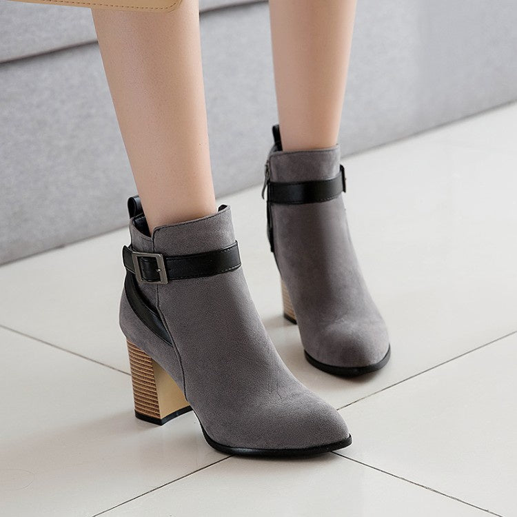Woman Buckle High Heel Ankle Boots