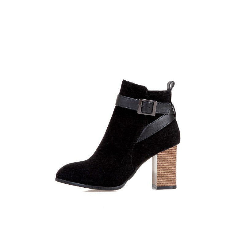 Woman Buckle High Heel Ankle Boots