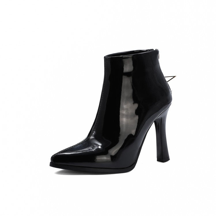 Woman Strar Shaped Zip High Heel Ankle Boots