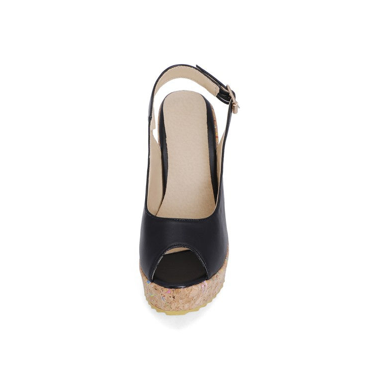Woman Slingbacks Platform Wedges Sandals