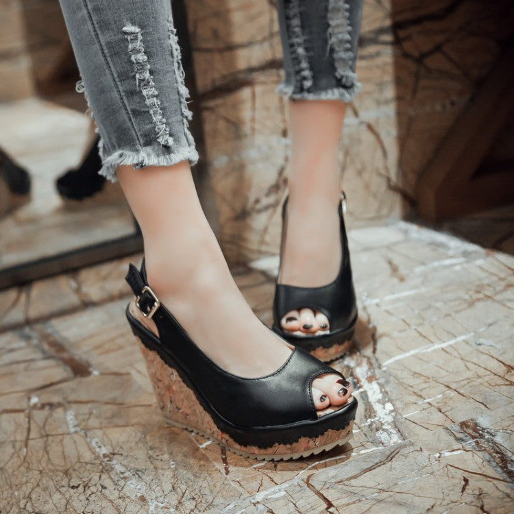 Woman Slingbacks Platform Wedges Sandals