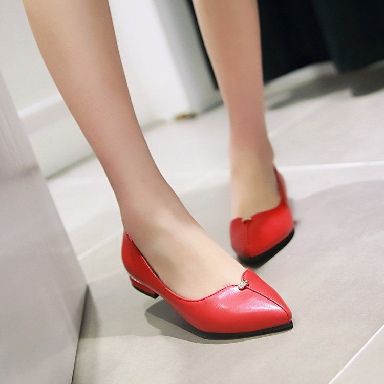 Woman Pointed Toe Chunky Heels Pumps