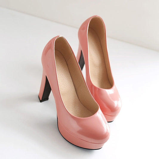 Woman Patent Leather Platform Pumps High Heels Shoes