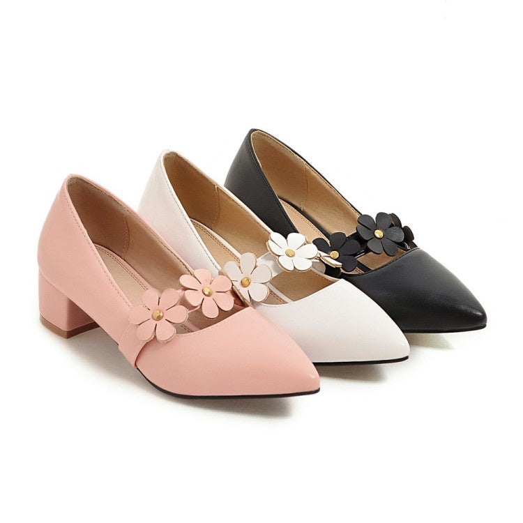 Woman Flower Pumps Low Heeled Shoes