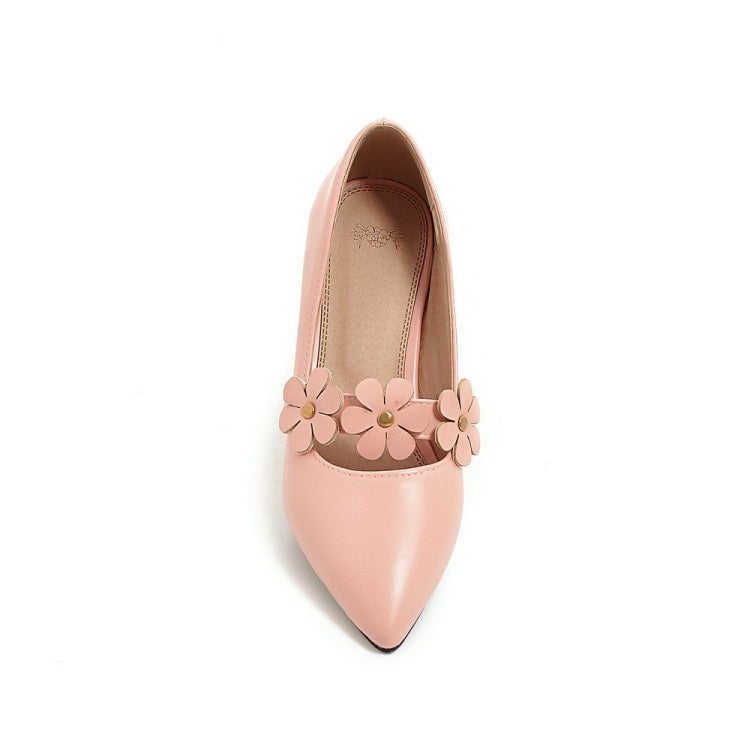 Woman Flower Pumps Low Heeled Shoes