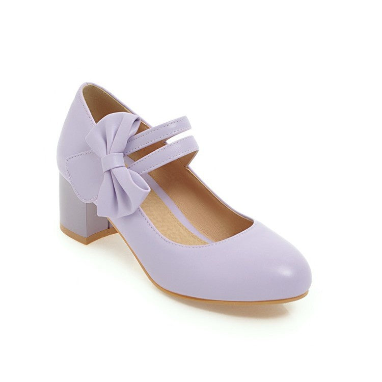 Woman Mary Jane Bowtie Pumps High Heeled Shoes