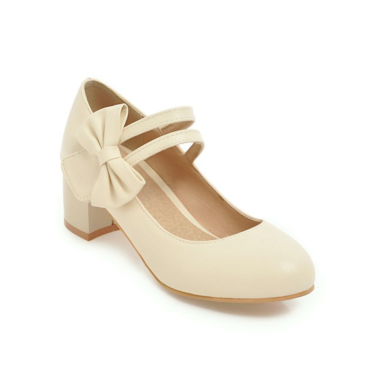 Woman Mary Jane Bowtie Pumps High Heeled Shoes